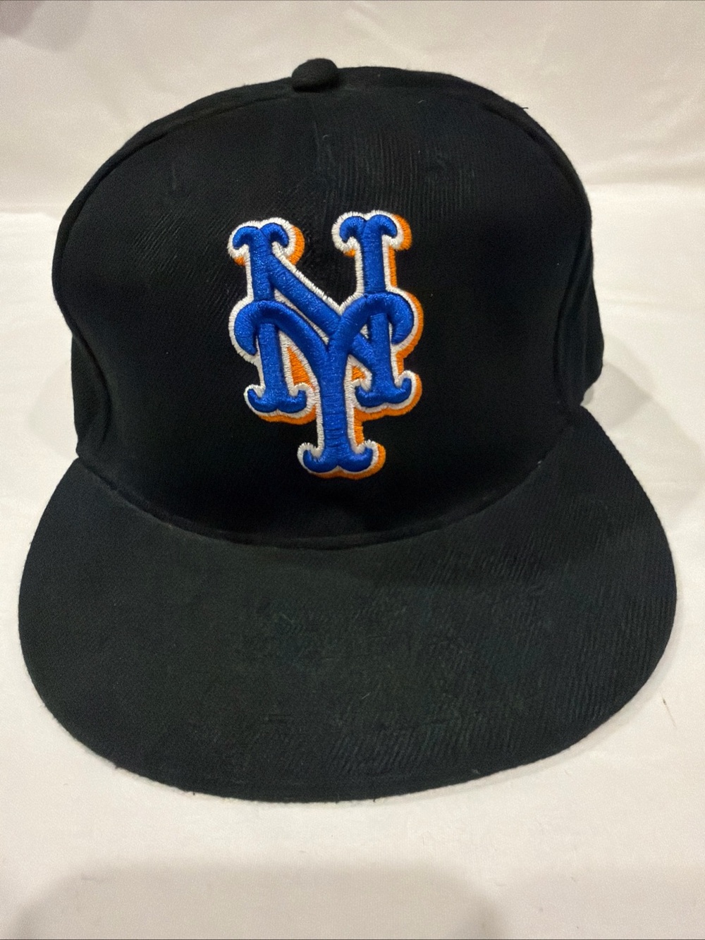New Era Black Fitted Cap with Blue & Orange NY Logo